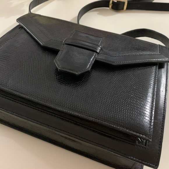 Authentic Yves Saint Laurent vintage lizard embossed leather shoulder bag - Picture 4 of 17